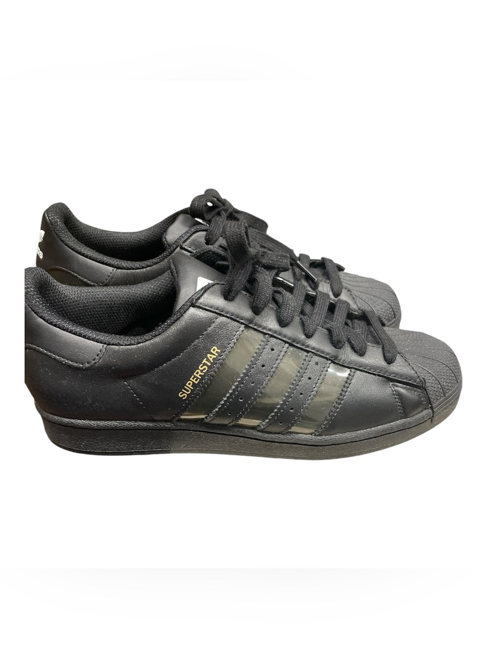 adidas Superstar Men's Black Transparent Leather Sneakers with Gold Accent
